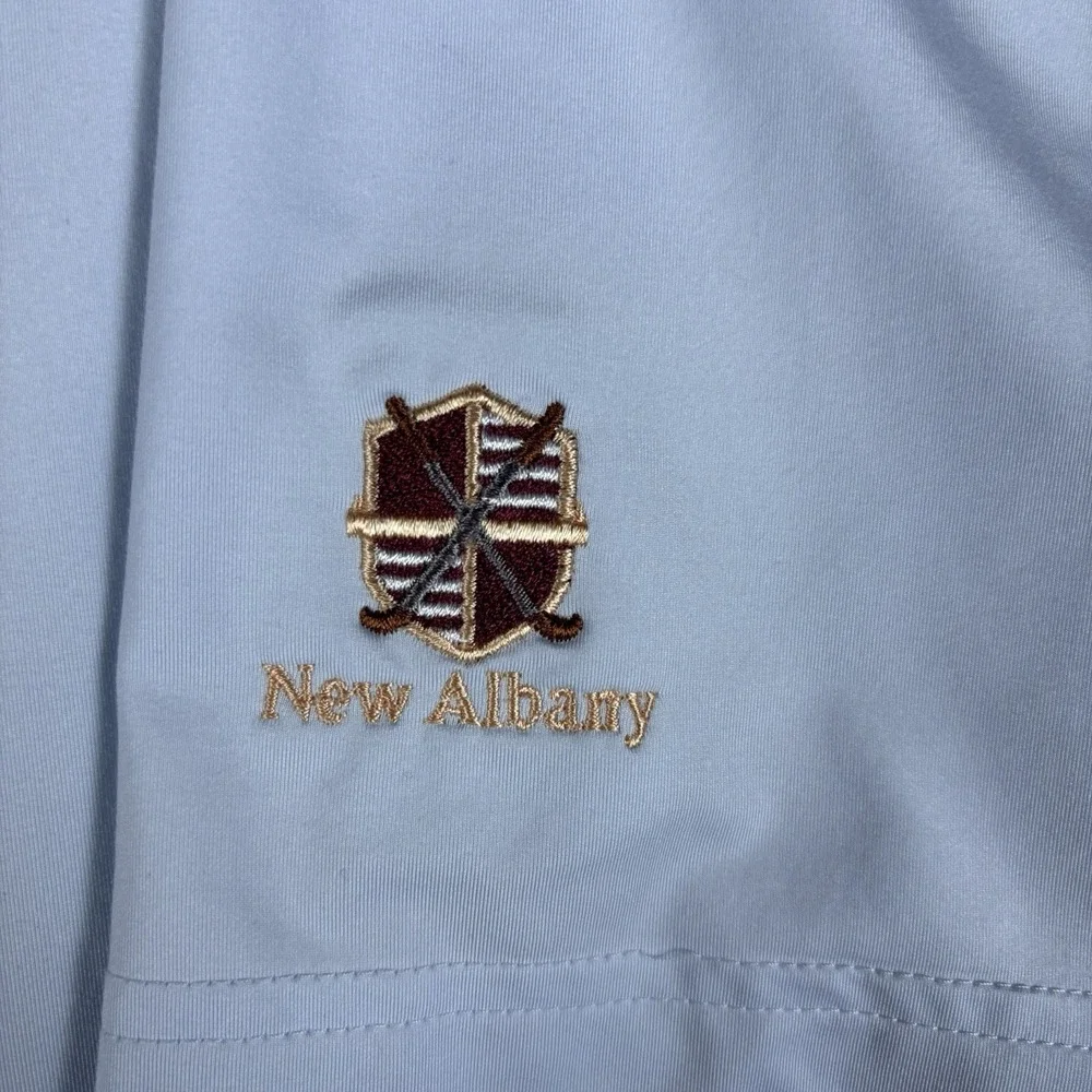 Lot of 2 Adidas AdiPure Men's M Blue Striped & Solid Golf Polo Shirts New Albany